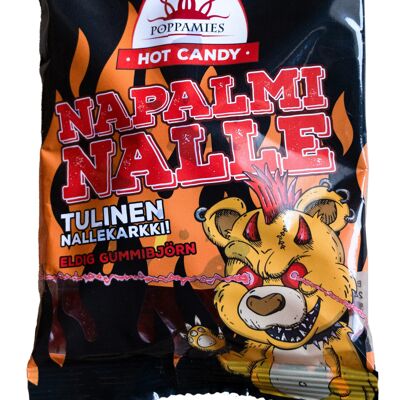 Spicy Gummy Bear Sweets Poppamies Napalmi Nalle Chili Fruit Gums Sweets - Gluten free, Lactose free, Vegan - Spiciness: 4/10 - Size: 125g