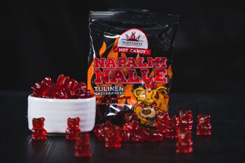 Gummy Bear Sweets Poppamies Napalmi Nalle Chili Fruit Gums Sweets - Sans gluten, Sans lactose, Végétalien - Épicé : 4/10 - Format : 125g 3