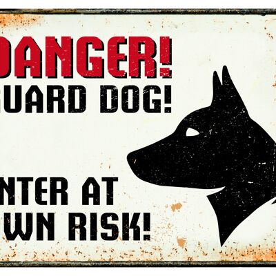 Sign metal Danger guard dog (h)