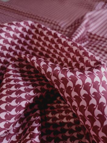 Tissu coton soie motif graphique coloris Rose - Abelia-22 1