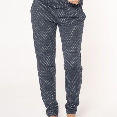 Pantalon Confort À Pois Et Rayures