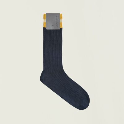 Chaussettes College - Navy/Moutarde