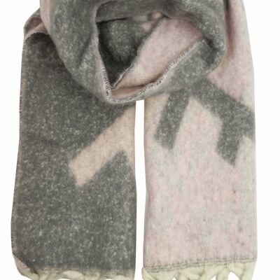 Fringed scarf letter F Gray Pink YF5770