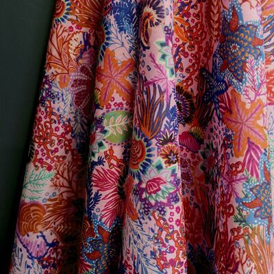 Tissu coton soie motif fonds marins coloris Pink - Arielle-22