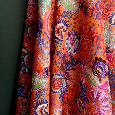 Tissue coton soie motif fonds marins coloris Naranja - Arielle-22
