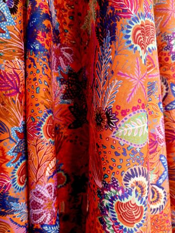 Tissu coton soie motif fonds marins coloris Orange - Arielle-22 2