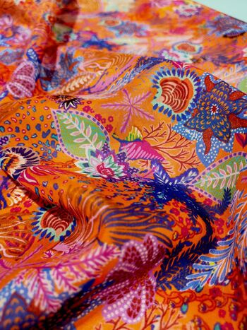 Tissu coton soie motif fonds marins coloris Orange - Arielle-22 3