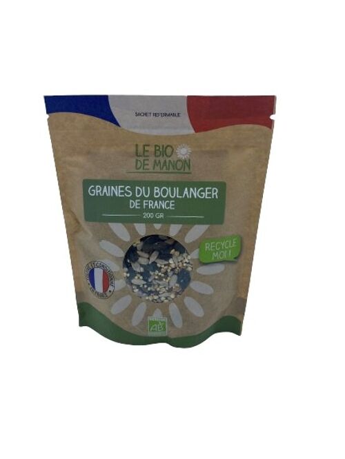 Graines de boulanger de France (tournesol, courge, lin doré,lin brun, sarrasin, millet)