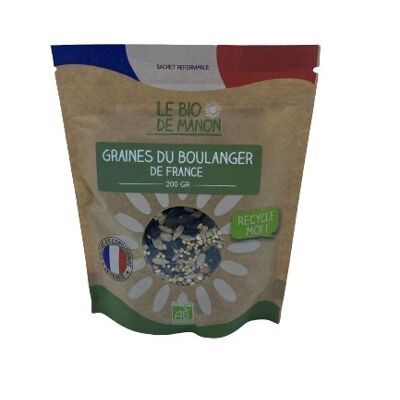 Graines de boulanger de France (tournesol, courge, lin doré,lin brun, sarrasin, millet)