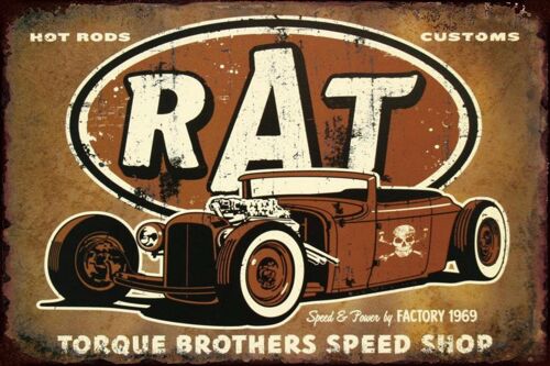 Plaque metal RAT - Hot rod customs