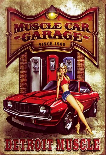 Plaque metal Muscle car garage