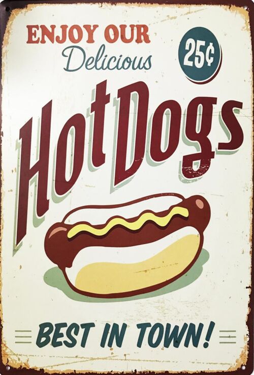 Plaque metal Hot Dogs