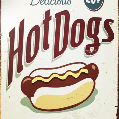 Plaque metal Hot Dogs