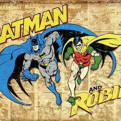 Plaque metal Batman et Robin