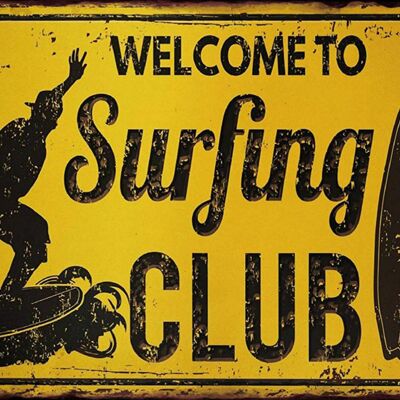 Surfing club metal plate