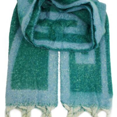 Fringed scarf and letter C Green Turquoise YF5769