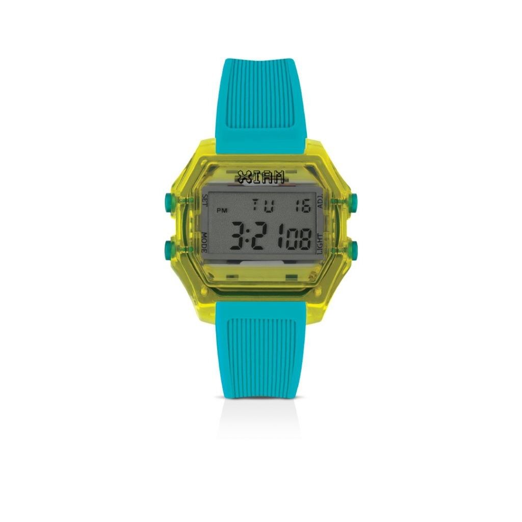 IAM DIGITALE CASSA L – Cassa trasparente gialla e cinturino azzurro