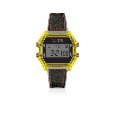 IAM DIGITAL CASE L - Yellow and black case with gray silicone strap and black leather