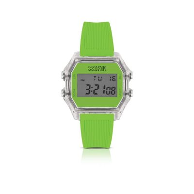 IAM DIGITAL CASE L - Transparent and fluo green case with fluo green strap