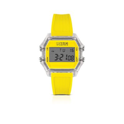 IAM DIGITAL CASE L - Transparent and fluo yellow case with fluo yellow strap
