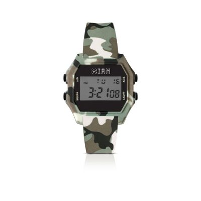 IAM DIGITAL CASE L - Gray camouflage case with gray camouflage strap