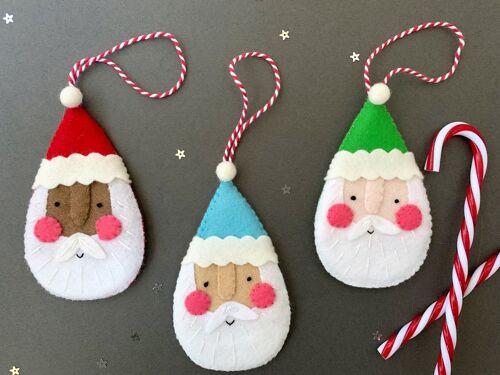 Santas Christmas decoration kit - felt embroidery kit