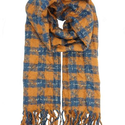 Checked scarf Camel Blue YF5796-1