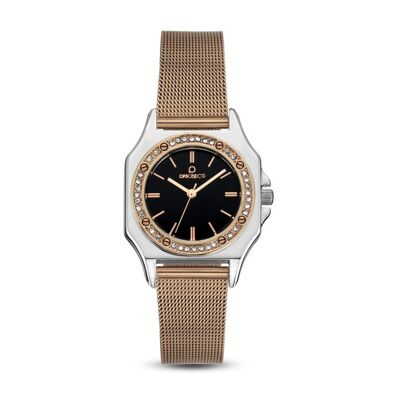 OROLOGIO OPSOBJECTS PARIS LUX  CRYSTALS ROSE GOLD NERO SS