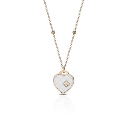 COLLANA OPSOBJECTS TWIST  CON  CUORE PENDENTE BIANCA