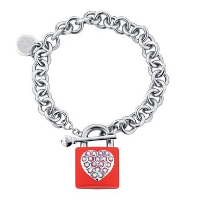 OPSOBJECTS SCHLOSS SILBER ROTES ARMBAND
