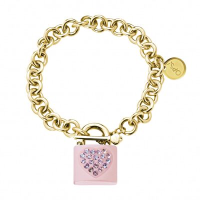 BRACCIALE OPSOBJECTS LUCCHETTO ROSA CATENA IN METALLO IPG