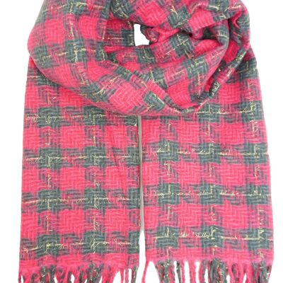 Pink Gray Checkered Scarf YF5796-1