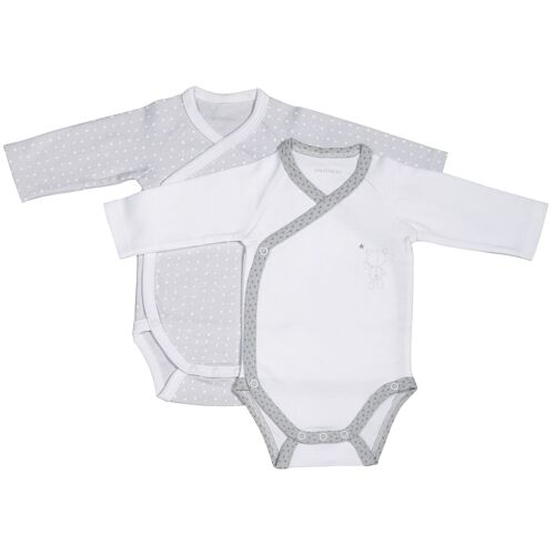 BODIES BLANC/GRIS LOT DE 2 CELESTE TAILLE NAISSANCE CELESTE