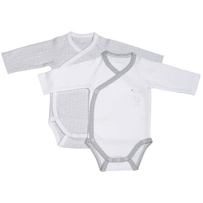 BODIES BLANC/GRIS LOT DE 2 CELESTE TAILLE NAISSANCE CELESTE