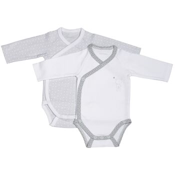 BODIES BLANC/GRIS LOT DE 2 CELESTE TAILLE 3 MOIS CELESTE 1