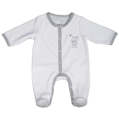 PYJAMA VELOURS BLANC-OURS CELESTE TAILLE NAISSANCE CELESTE