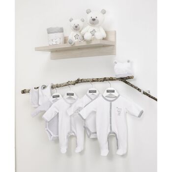 PYJAMA VELOURS BLANC-OURS CELESTE TAILLE 3 MOIS CELESTE 3