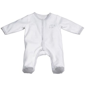 PYJAMA VELOURS BLANC-LUNE CELESTE TAILLE 3 MOIS CELESTE 1