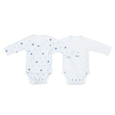 WHITE/BLUE BODIES SET OF 2 SIZE 1 MONTH BLUE WHALE