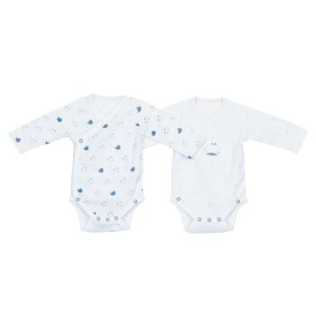 BODIES BLANC/BLEU LOT DE 2 TAILLE 1 MOIS BLUE BALEINE 1