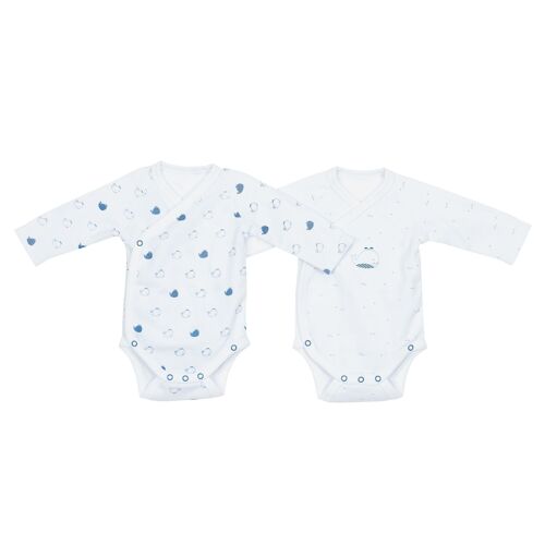 BODIES BLANC/BLEU LOT DE 2 TAILLE 3 MOIS BLUE BALEINE