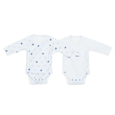 WHITE/BLUE BODIES SET OF 2 SIZE 3 MONTHS BLUE WHALE