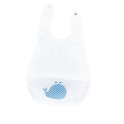 WHITE PLASTIC BIB BLUE WHALE