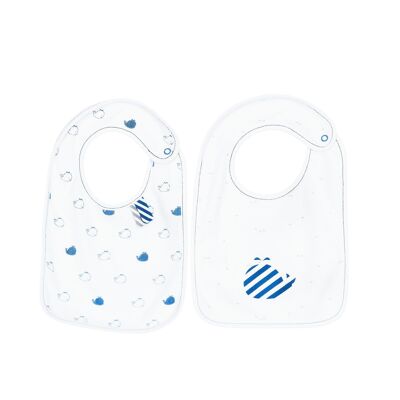 BIBS SET OF 2 BLUE WHALE