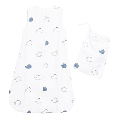 SACO DE DORMIR ALGODÓN ORGÁNICO 70CM BALLENA AZUL