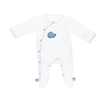 PYJAMA VELOURS OUVERTURE COTE TAILLE 3 MOIS BLUE BALEINE