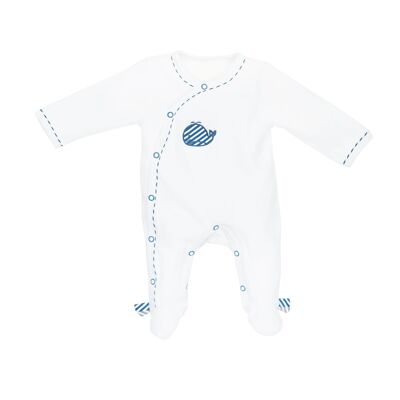 VELVET PAJAMA SIDE OPENING SIZE 3 MONTHS BLUE WHALE