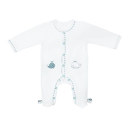 VELVET PAJAMA FRONT OPENING SIZE 1 MONTH BLUE WHALE