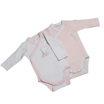 BODIES BLANC/ROSE LOT DE 2 LILIBELLE TAILLE NAISSANCE LILIBELLE