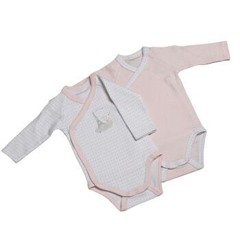 BODIES BLANC/ROSE LOT DE 2 LILIBELLE TAILLE 1 MOIS LILIBELLE 1